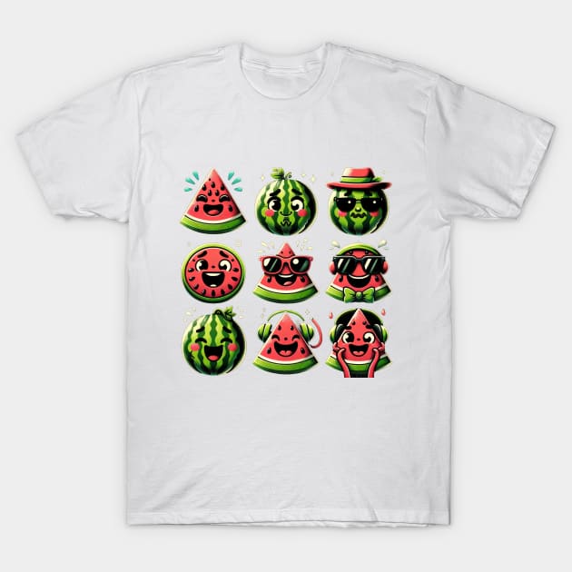 Watermelon Characters T-Shirt by TooplesArt